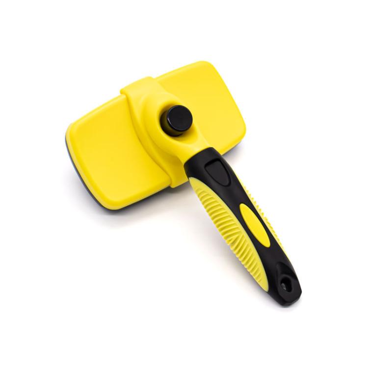 Pet grooming brush with anti-slip handle