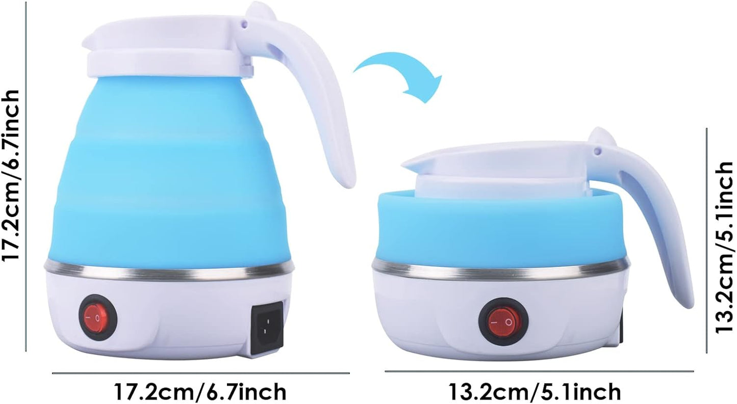 Portable Foldable Electric Kettle for Travel – Food Grade Silicone Water Boiler with Detachable Power Cord, Fast Boil, Compact Design for Camping, Hiking & Home Use