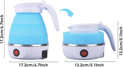 Portable Foldable Electric Kettle for Travel – Food Grade Silicone Water Boiler with Detachable Power Cord, Fast Boil, Compact Design for Camping, Hiking & Home Use