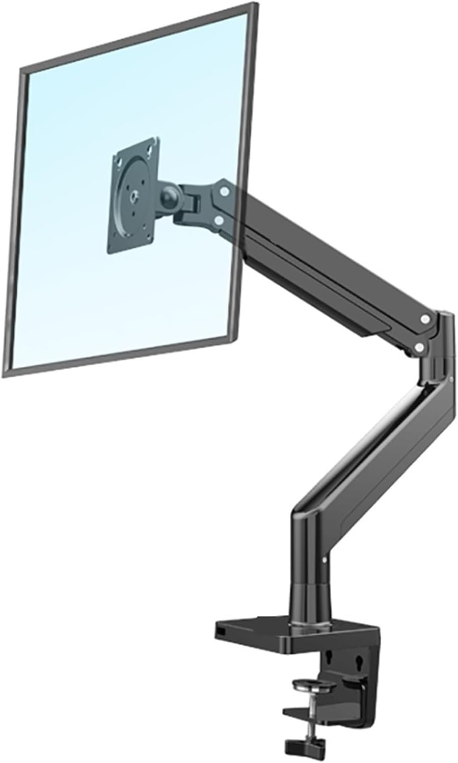 Single Gas Spring LCD Monitor Arm Desk Mount, VESA Bracket for 10"-30" Screens – 90° Tilt Up, 85° Tilt Down, 180° Swivel, 360° Rotation