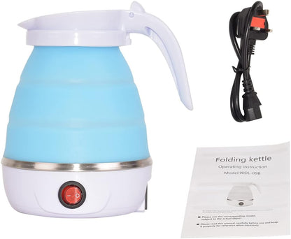 Portable Foldable Electric Kettle for Travel – Food Grade Silicone Water Boiler with Detachable Power Cord, Fast Boil, Compact Design for Camping, Hiking & Home Use