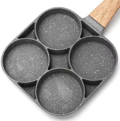 Non-Stick 4 Hole Frying Pan – Multi-Section Pancake & Fried Egg Pan for Breakfast, Omelet, and Burger Cooking (Gas Stove Compatible)