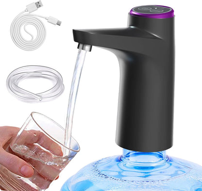 Rechargeable Electric Water Dispenser Pump – Portable USB Charging Automatic Water Bottle Pump with One-Touch Switch & Auto Shut-Off (Black)