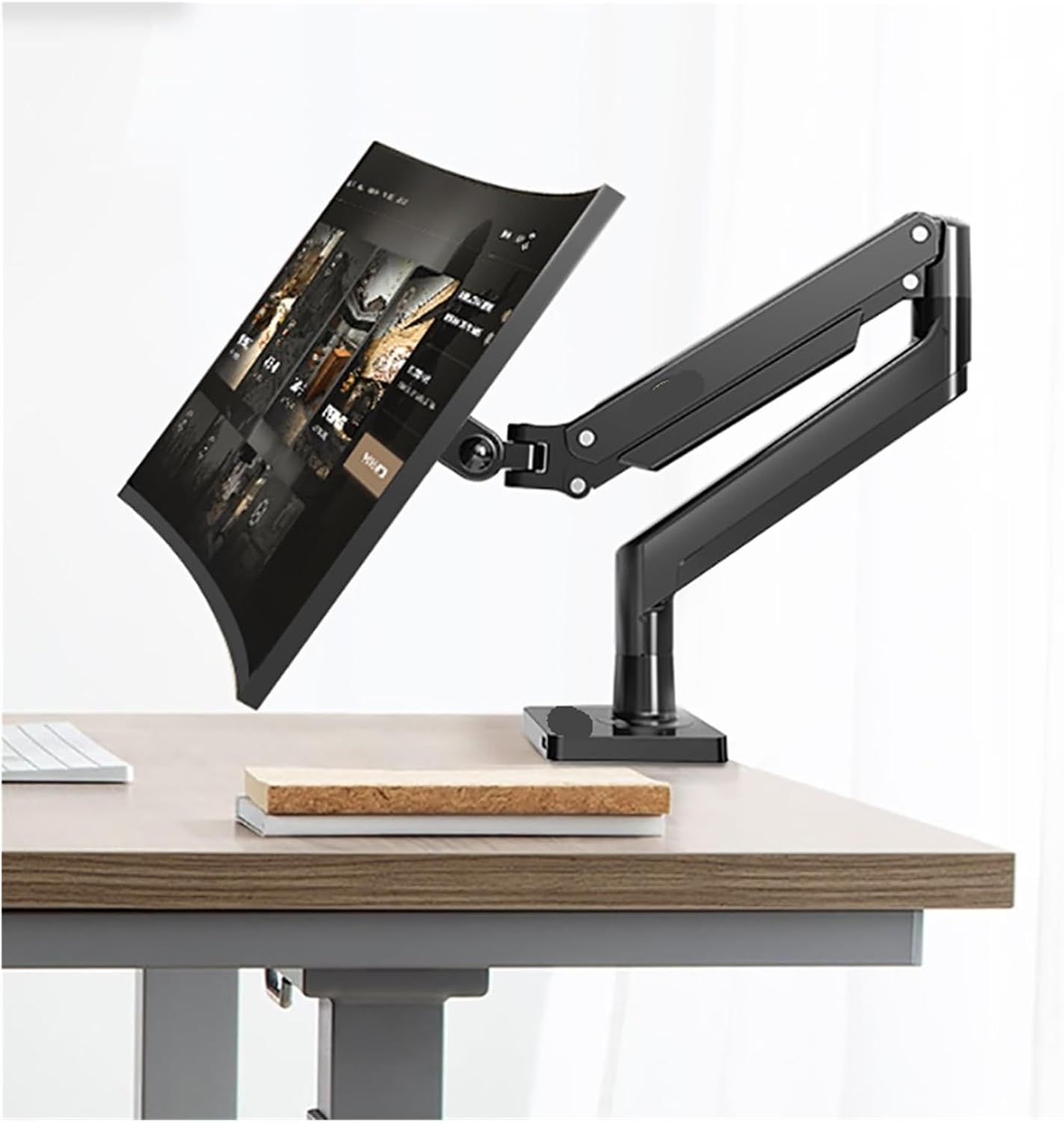 Single Gas Spring LCD Monitor Arm Desk Mount, VESA Bracket for 10"-30" Screens – 90° Tilt Up, 85° Tilt Down, 180° Swivel, 360° Rotation