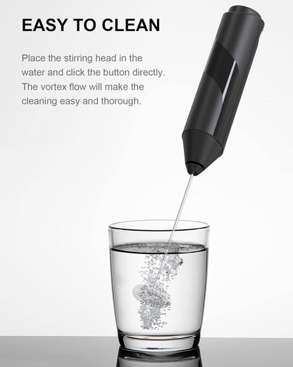 Milk Frother, Handheld Electric Egg Whisk USB Rechargeable Foam Maker with Stainless Steel Whisks & 3 Speed Adjustable Egg Beater Mini Blender Drink Mixer Milk Frother for Coffee Chocolate Egg Mix