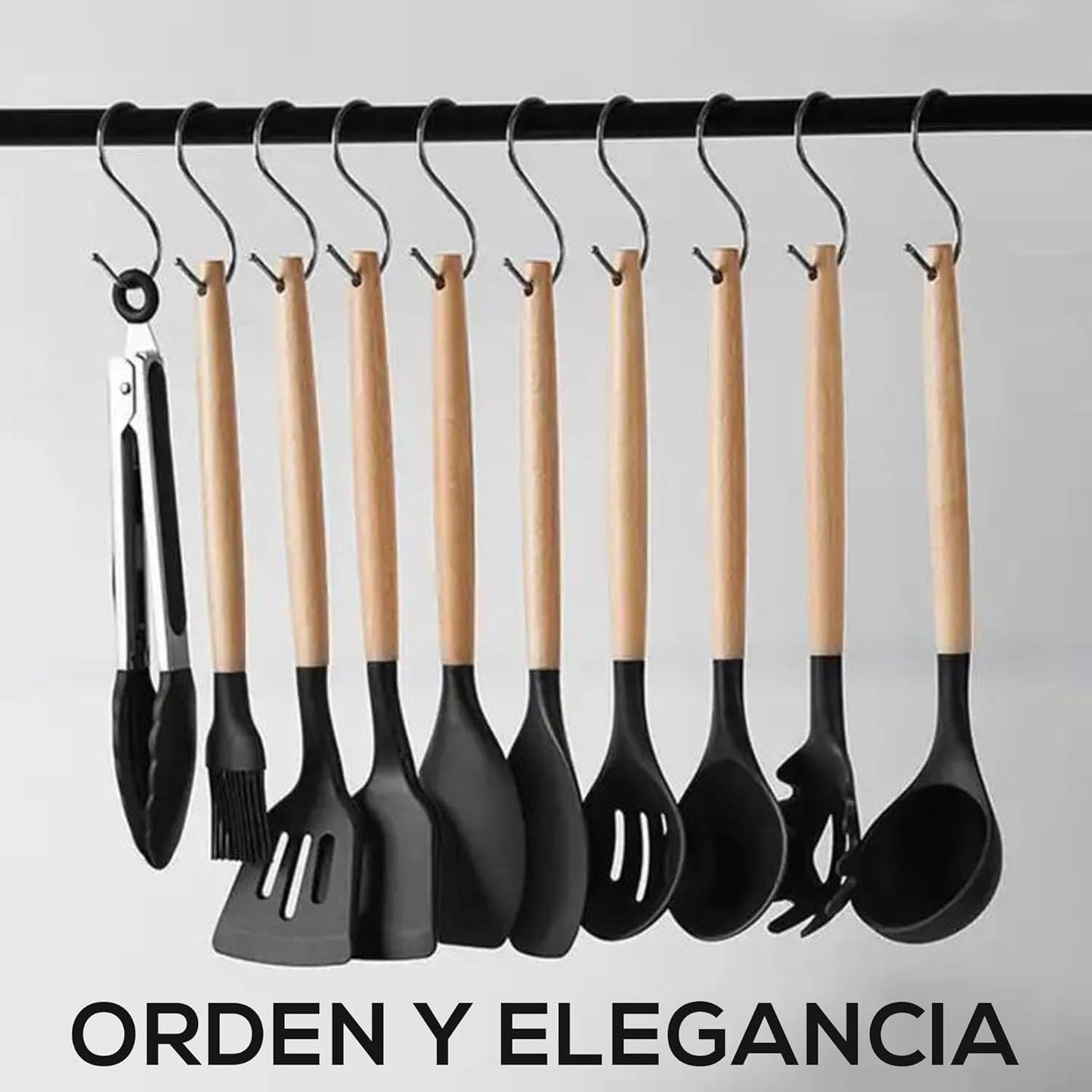 19-Piece Silicone Kitchen Utensil Set  with Stainless Steel Knives, Cutting  Board & Heat-Resistant Wooden  Handle Tools