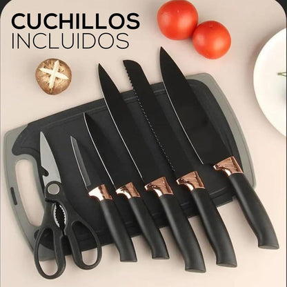 19-Piece Silicone Kitchen Utensil Set  with Stainless Steel Knives, Cutting  Board & Heat-Resistant Wooden  Handle Tools