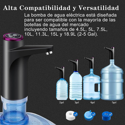 Rechargeable Electric Water Dispenser Pump – Portable USB Charging Automatic Water Bottle Pump with One-Touch Switch & Auto Shut-Off (Black)