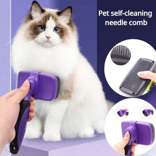 Pet deshedding brush for dogs and cats
